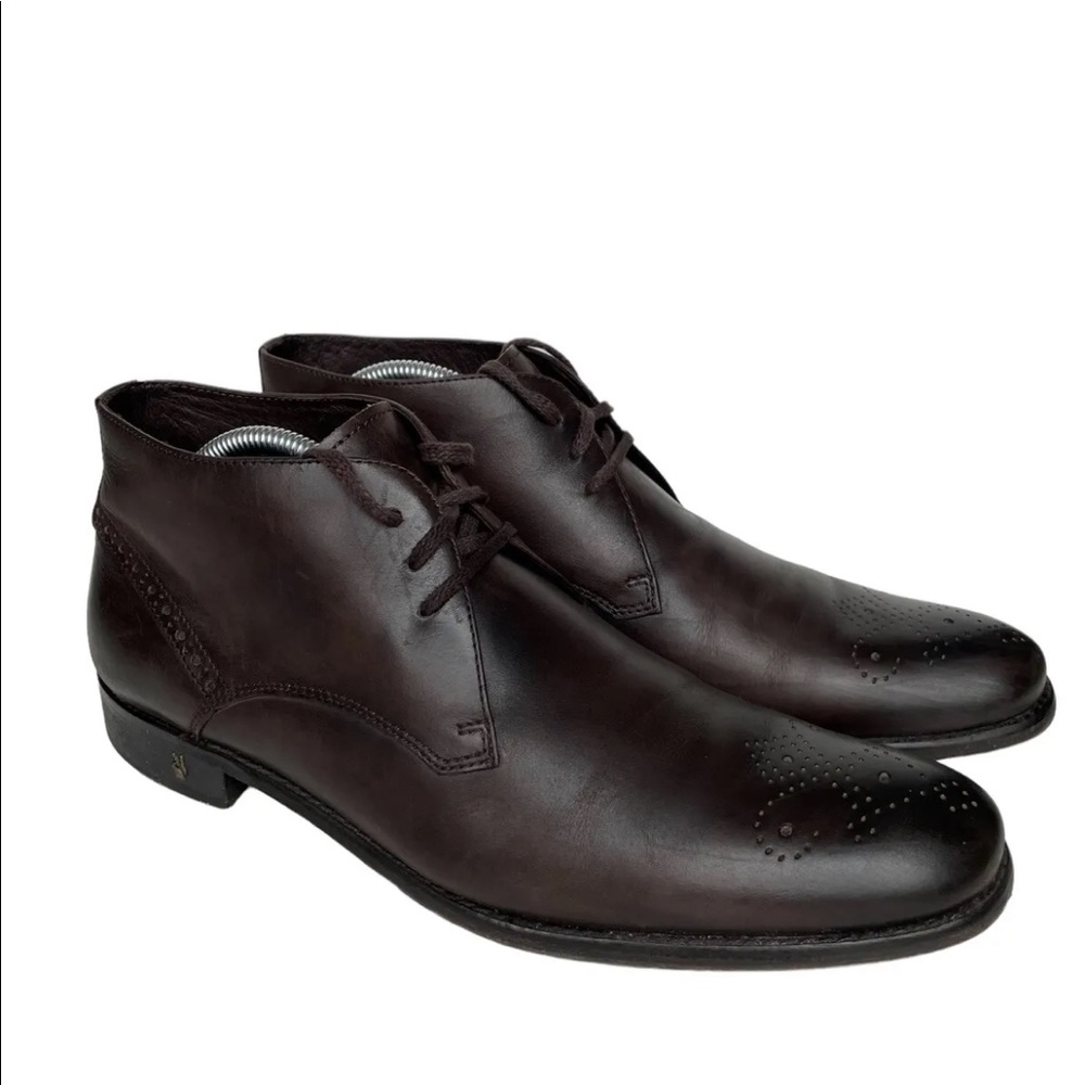John Varvatos USA Brown Leather Wingtip Dress Ankle Boot Size 9.5M